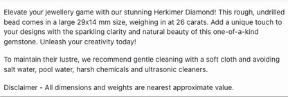 Text describing the product details of the Herkimer Diamond natural gemstone beads, as seen on the Australian owned Melbourne Gemstone Beads shop.