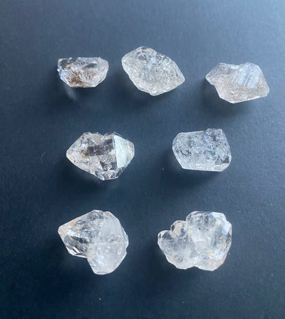 A close-up of a multiple Herkimer  Undrilled rough, measuring 14-16mm in size.