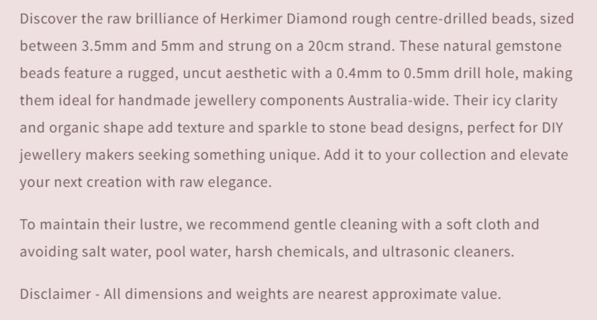 Text describing the product details of the gemstone beads , as seen on the Australian owned and trusted bead supplier, Melbourne Gemstone Beads.