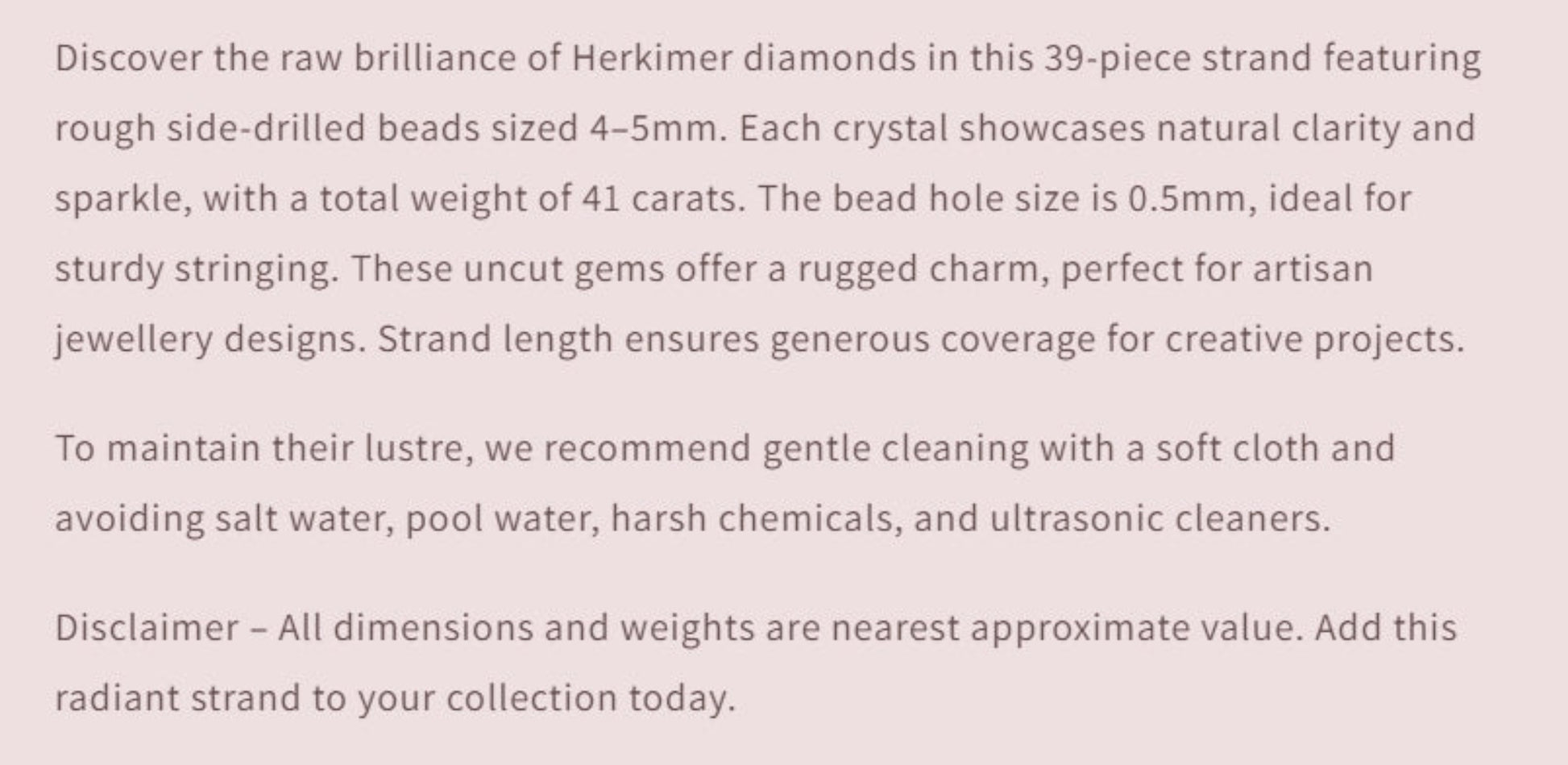 Text describing the product details of the gemstone beads , as seen on the Australian owned Melbourne Gemstone Beads shop.