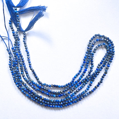 Faceted Lapis Lazuli beads with consistent 2.5mm sizing and elegant colour across a polished strand.