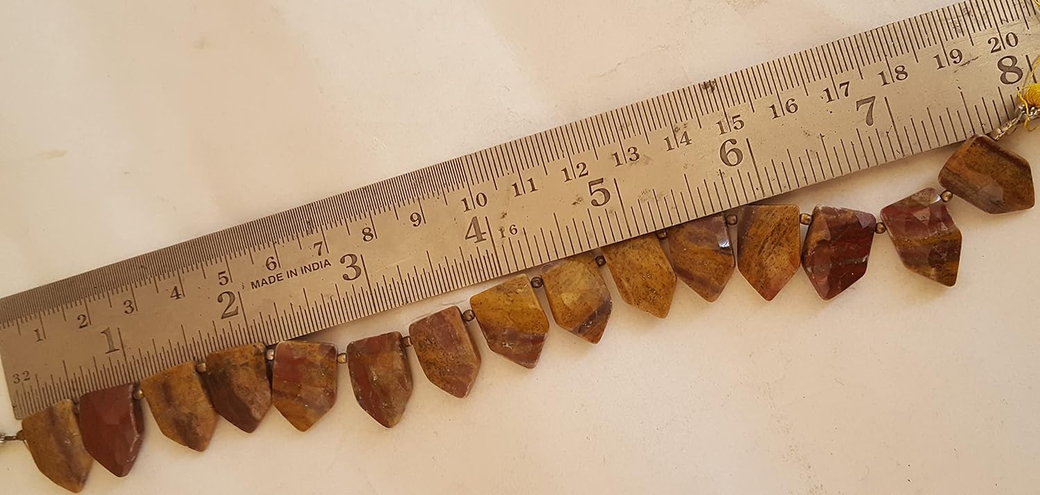 Jasper gemstone beads, sized 11mm to 17mm, displayed next to a ruler for scale.