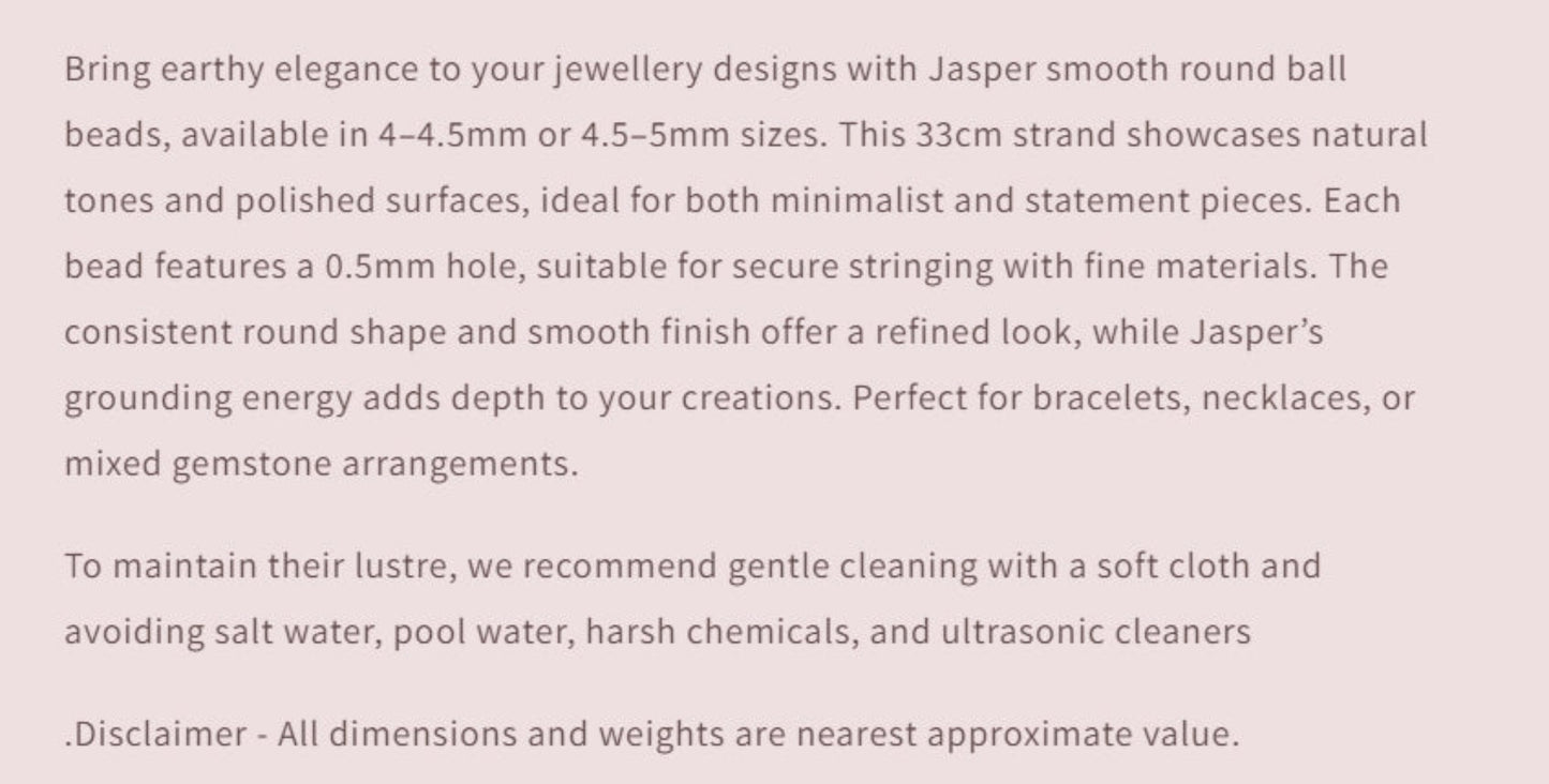 Text describing the product details of the gemstone beads , as seen on the Australian owned Melbourne Gemstone Beads shop.