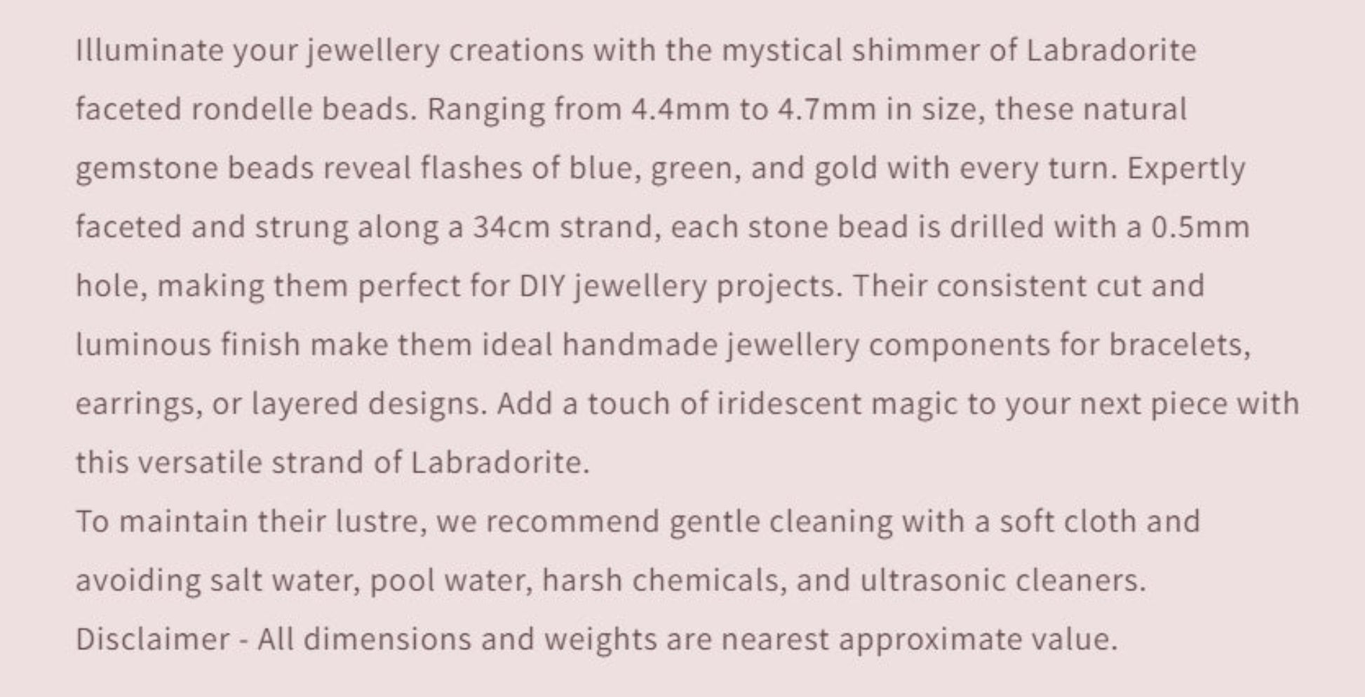 Text describing the product details of the gemstone beads , as seen on the Australian owned and trusted bead supplier, Melbourne Gemstone Beads.
