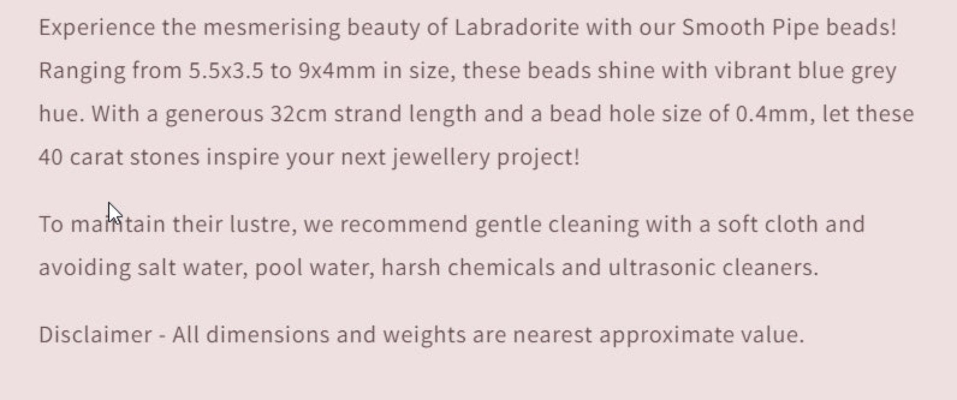 Text describing the product details of the gemstone beads , as seen on the Australian owned and trusted bead supplier, Melbourne Gemstone Beads.