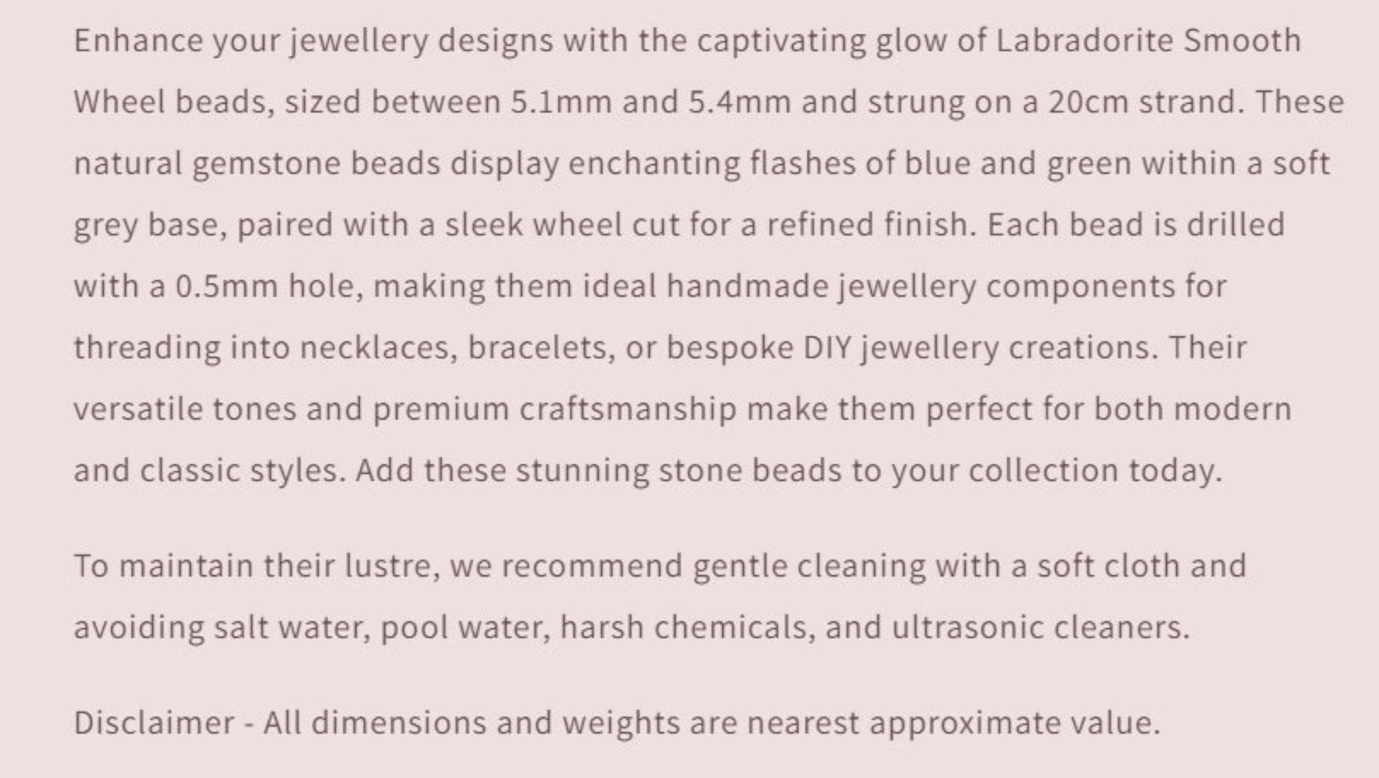 Text describing the product details of the gemstone beads , as seen on the Australian owned and trusted bead supplier, Melbourne Gemstone Beads.