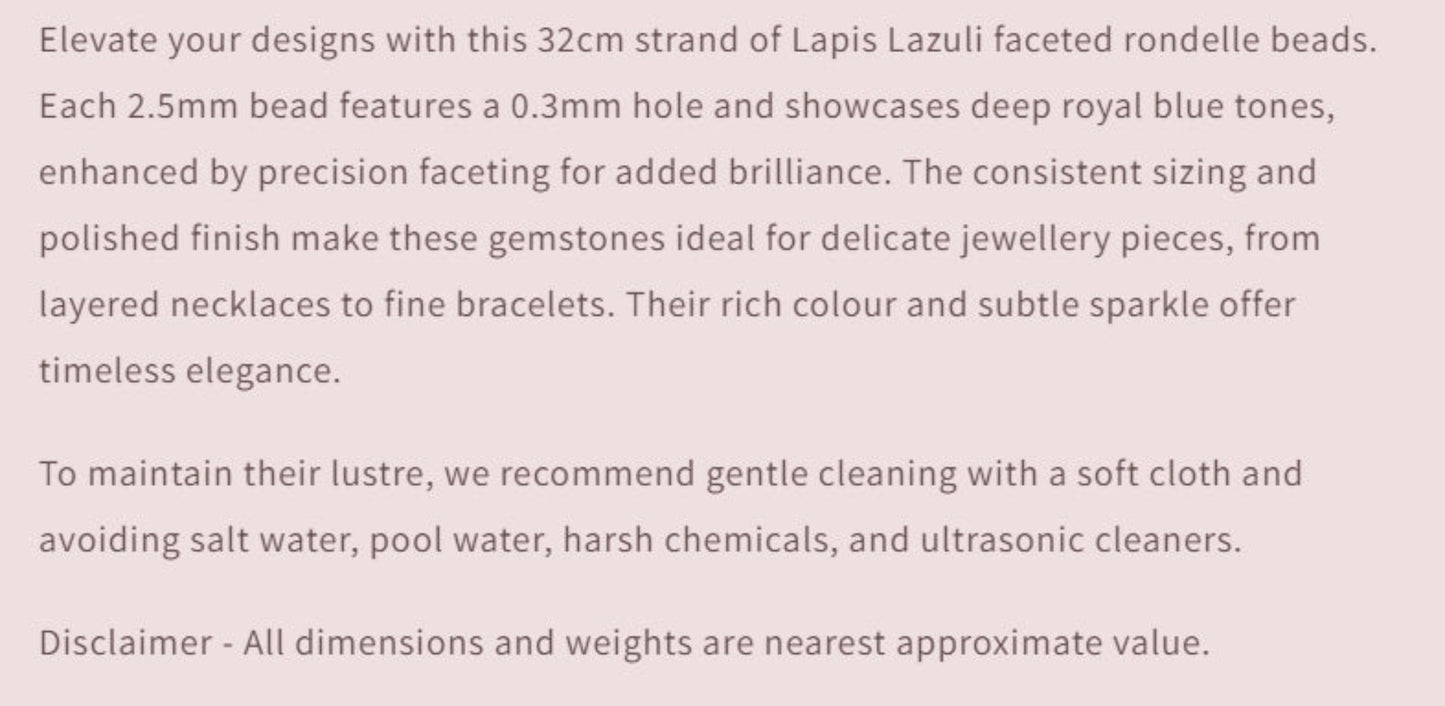 Text describing the product details of the gemstone beads , as seen on the Australian owned Melbourne Gemstone Beads shop.