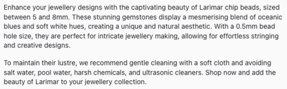Text describing the product details of the gemstone beads , as seen on the Australian owned Melbourne Gemstone Beads shop.