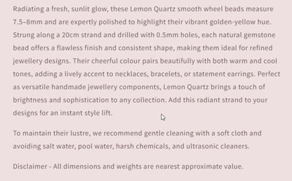 Text describing the product details of the gemstone beads , as seen on the Australian owned and trusted bead supplier, Melbourne Gemstone Beads.