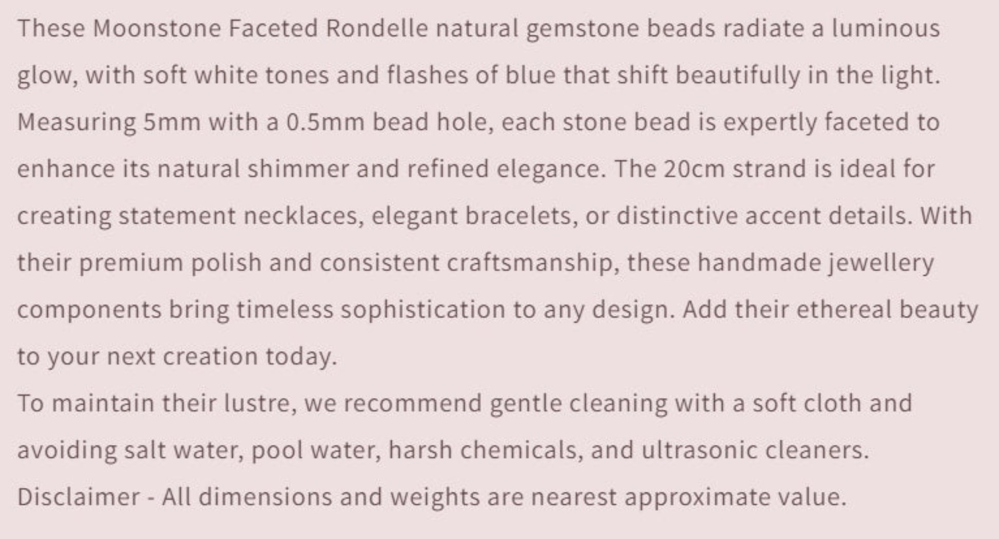 Text describing the product details of the gemstone beads , as seen on the Australian owned and trusted bead supplier, Melbourne Gemstone Beads.