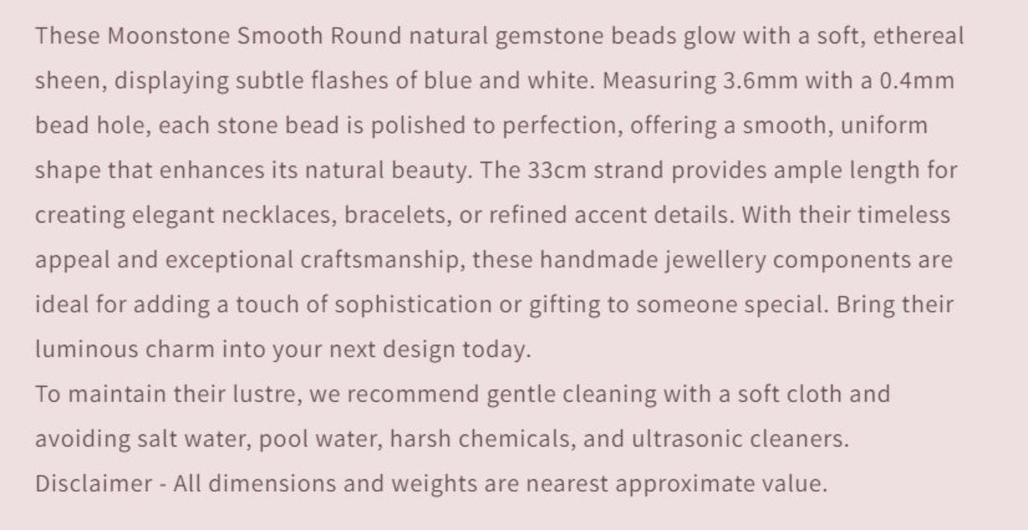 Text describing the product details of the gemstone beads , as seen on the Australian owned and trusted bead supplier, Melbourne Gemstone Beads.