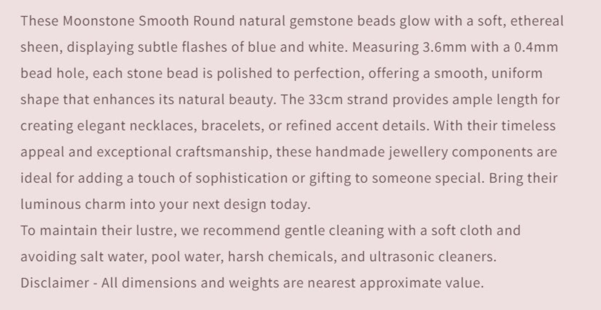 Text describing the product details of the gemstone beads , as seen on the Australian owned and trusted bead supplier, Melbourne Gemstone Beads.
