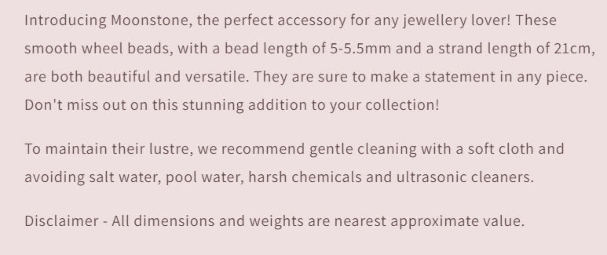 Text describing the product details of the gemstone beads , as seen on the Australian owned and trusted bead supplier, Melbourne Gemstone Beads.
