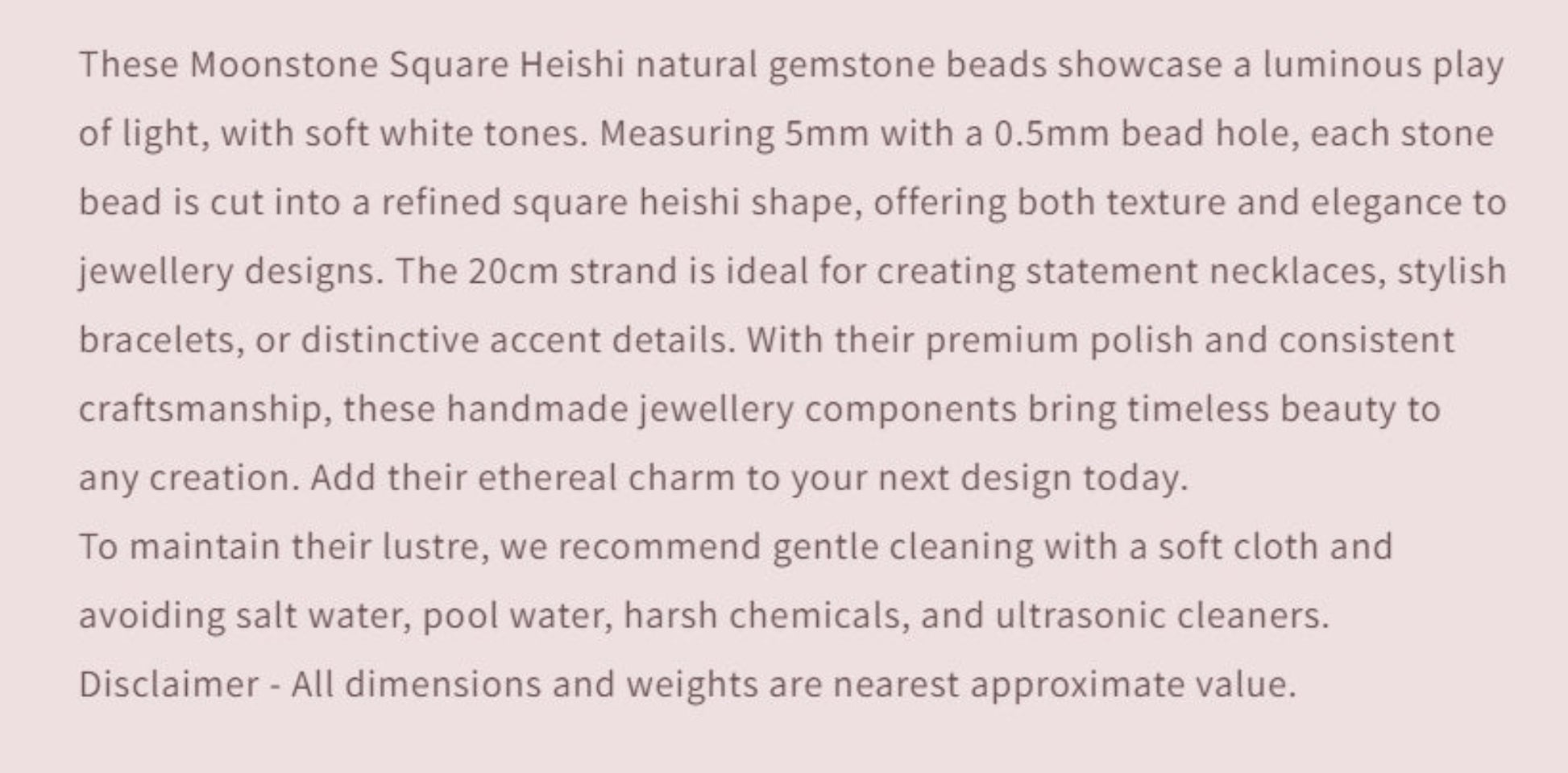 Text describing the product details of the gemstone beads , as seen on the Australian owned and trusted bead supplier, Melbourne Gemstone Beads.