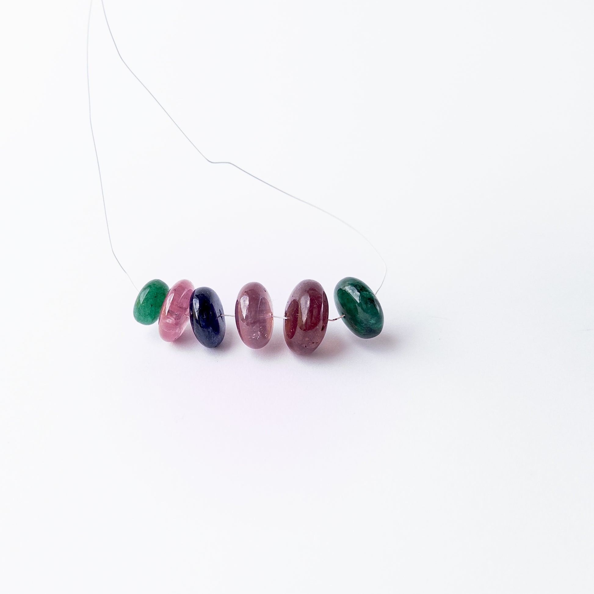 Genuine Emerald, Ruby and Blue Sapphire stone beads in smooth rondelle cut, ideal for gemstone beads for DIY jewellery.