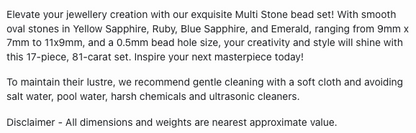 Text describing the product details of the Multi-stone smooth oval natural gemstone bead , as seen on the Australian owned Melbourne Gemstone Beads shop.