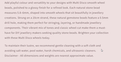Text describing the product details of the gemstone beads , as seen on the Australian owned and trusted bead supplier, Melbourne Gemstone Beads.