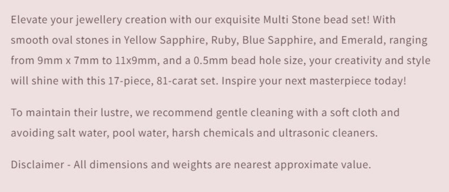 Text describing the product details of the gemstone beads , as seen on the Australian owned Melbourne Gemstone Beads shop.