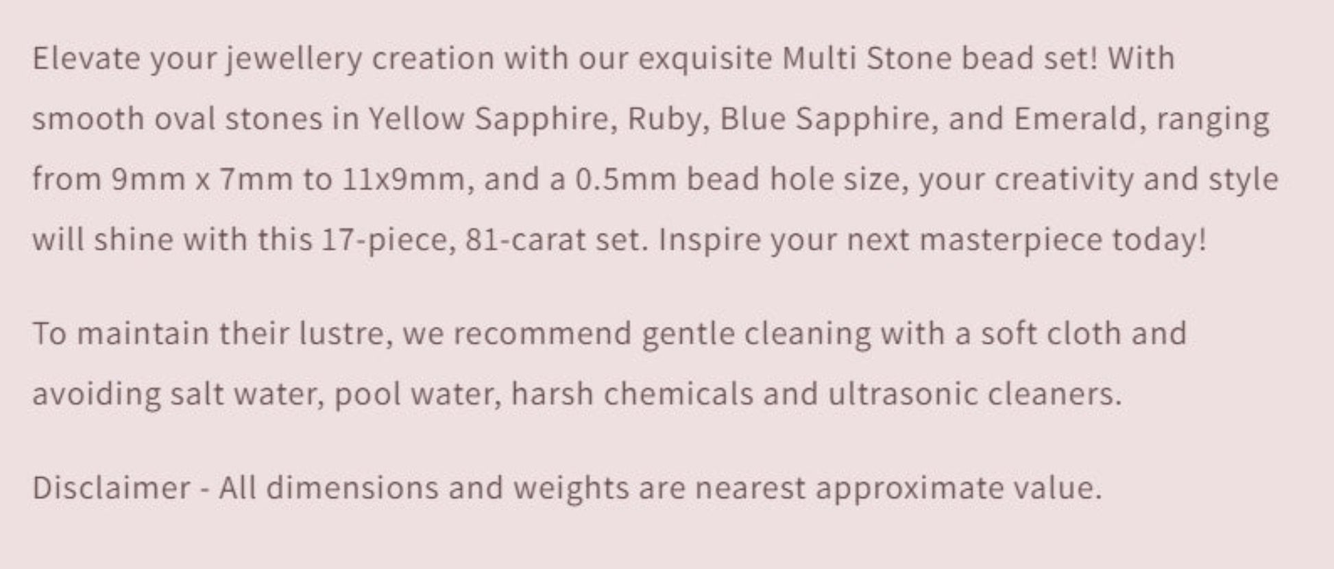 Text describing the product details of the gemstone beads , as seen on the Australian owned Melbourne Gemstone Beads shop.