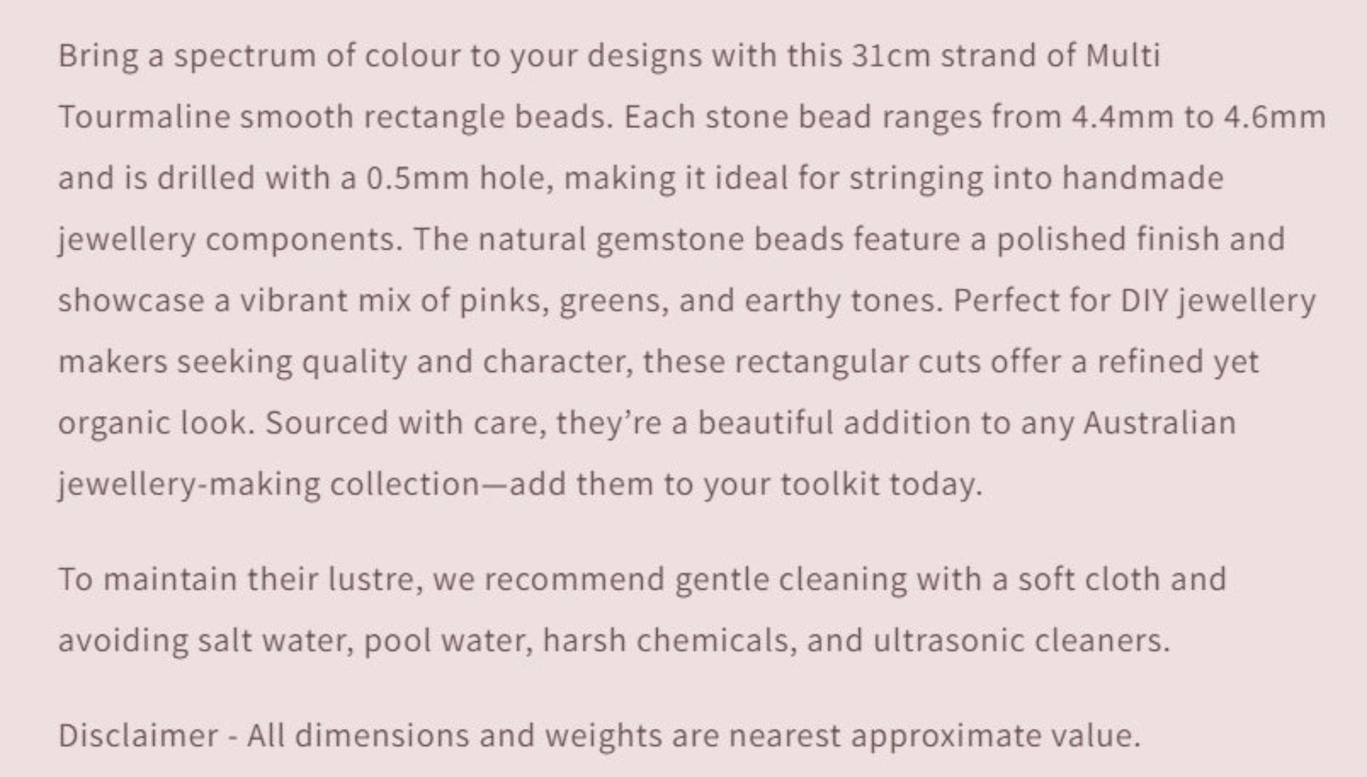 Text describing the product details of the gemstone beads , as seen on the Australian owned and trusted bead supplier, Melbourne Gemstone Beads.