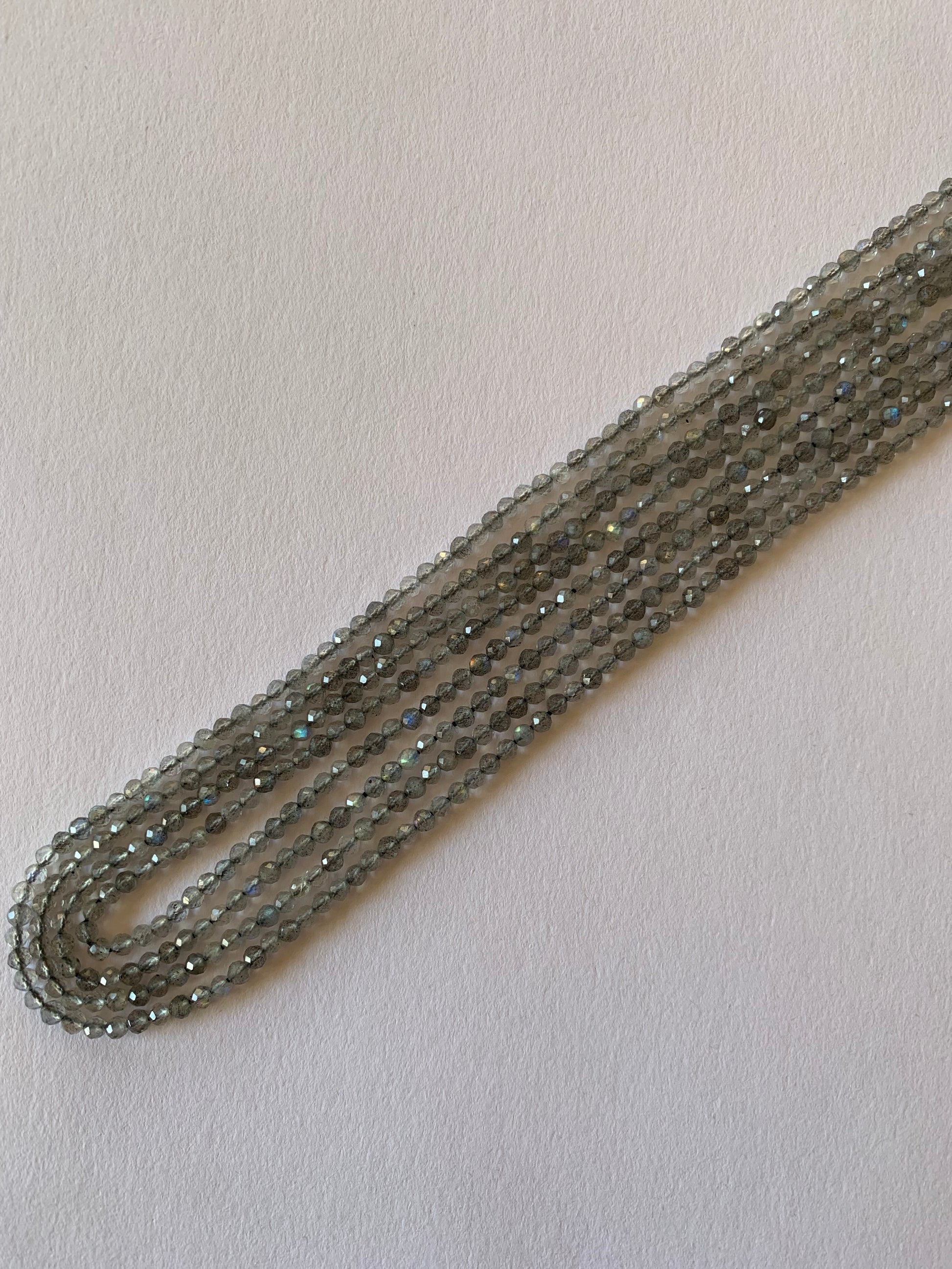 Labradorite Faceted Rondelle beads, 2.5-2.7mm size, on a strand, ideal for jewellery making.