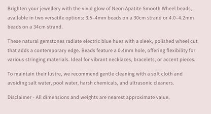 Neon Apatite | Faceted Rondelle | 3.5-4mm or 4.0-4.2mm Bead Size