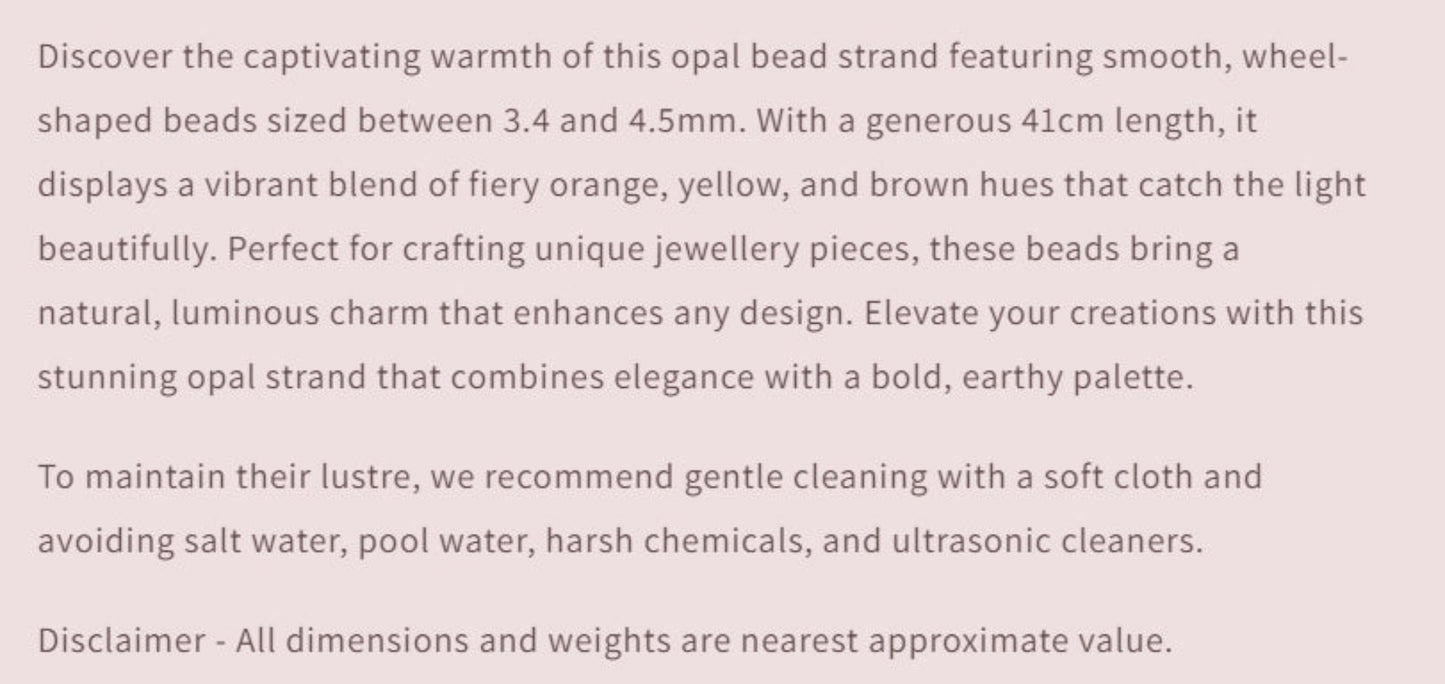 Text describing the product details of the gemstone beads , as seen on the Australian owned and trusted bead supplier, Melbourne Gemstone Beads.