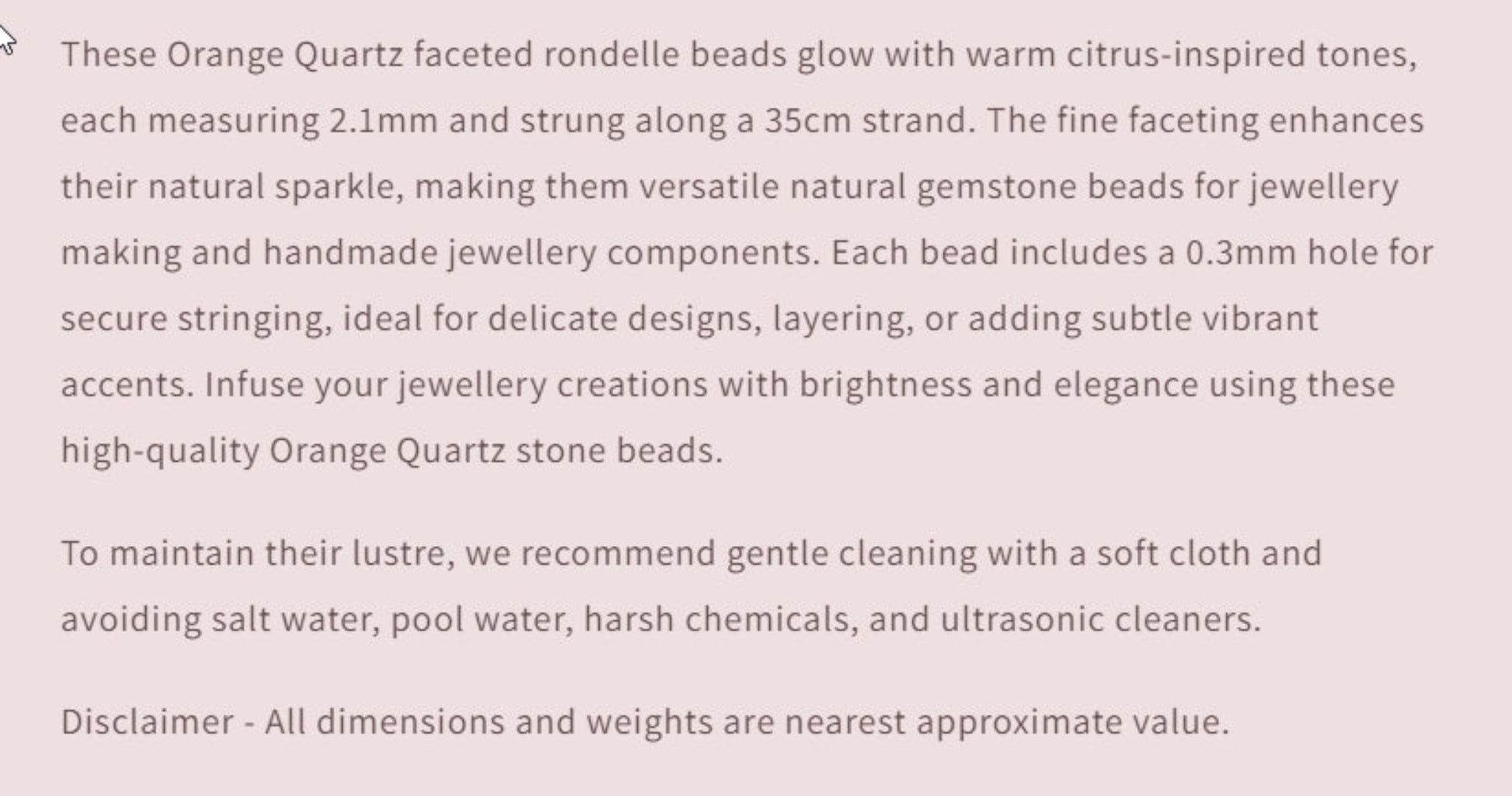 Text describing the product details of the gemstone beads , as seen on the Australian owned and trusted bead supplier, Melbourne Gemstone Beads.