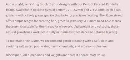 Text describing the product details of the gemstone beads , as seen on the Australian owned Melbourne Gemstone Beads shop.