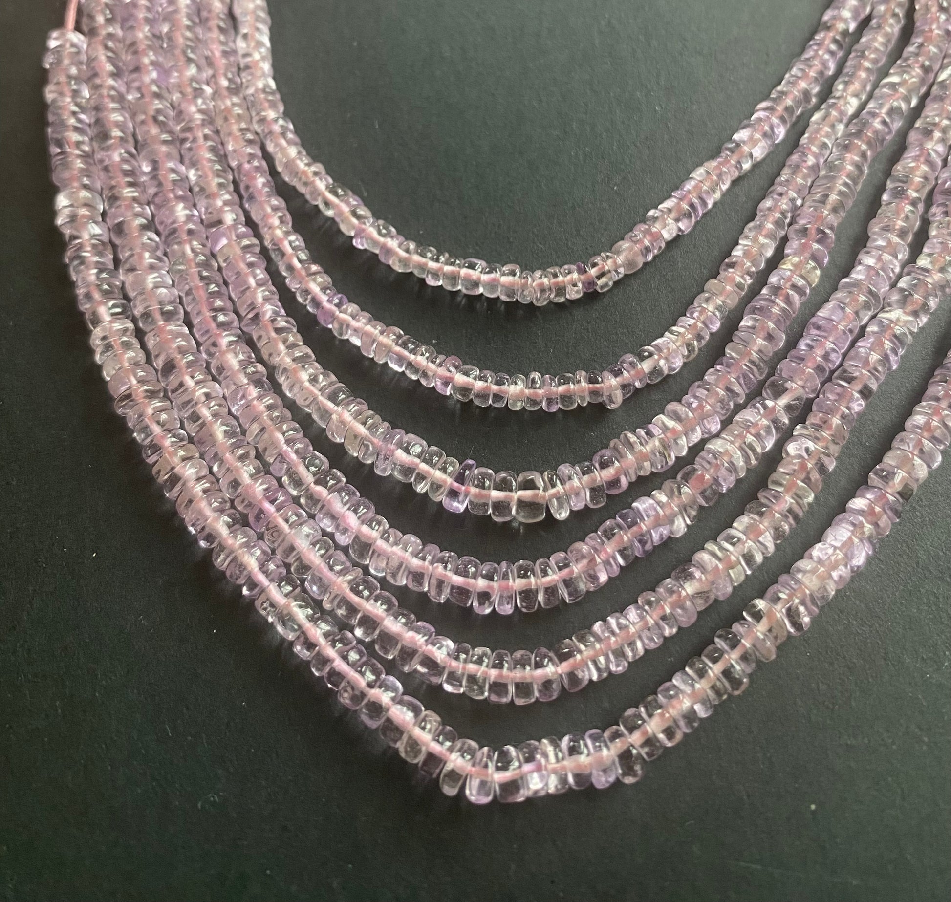 Strands featuring  amethyst gemstones, ranging, in a stunning pink hue.