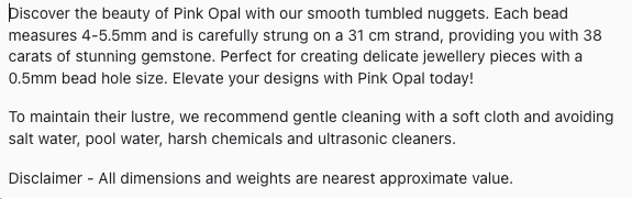 Text describing the product details of the opal 4-5.5mm gemstone semi-precious beads , as seen on the Australian owned Melbourne Gemstone Beads shop.