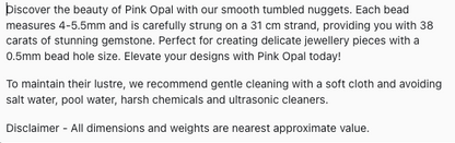 Text describing the product details of the opal 4-5.5mm gemstone semi-precious beads , as seen on the Australian owned Melbourne Gemstone Beads shop.