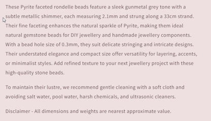Text describing the product details of the gemstone beads , as seen on the Australian owned and trusted bead supplier, Melbourne Gemstone Beads.