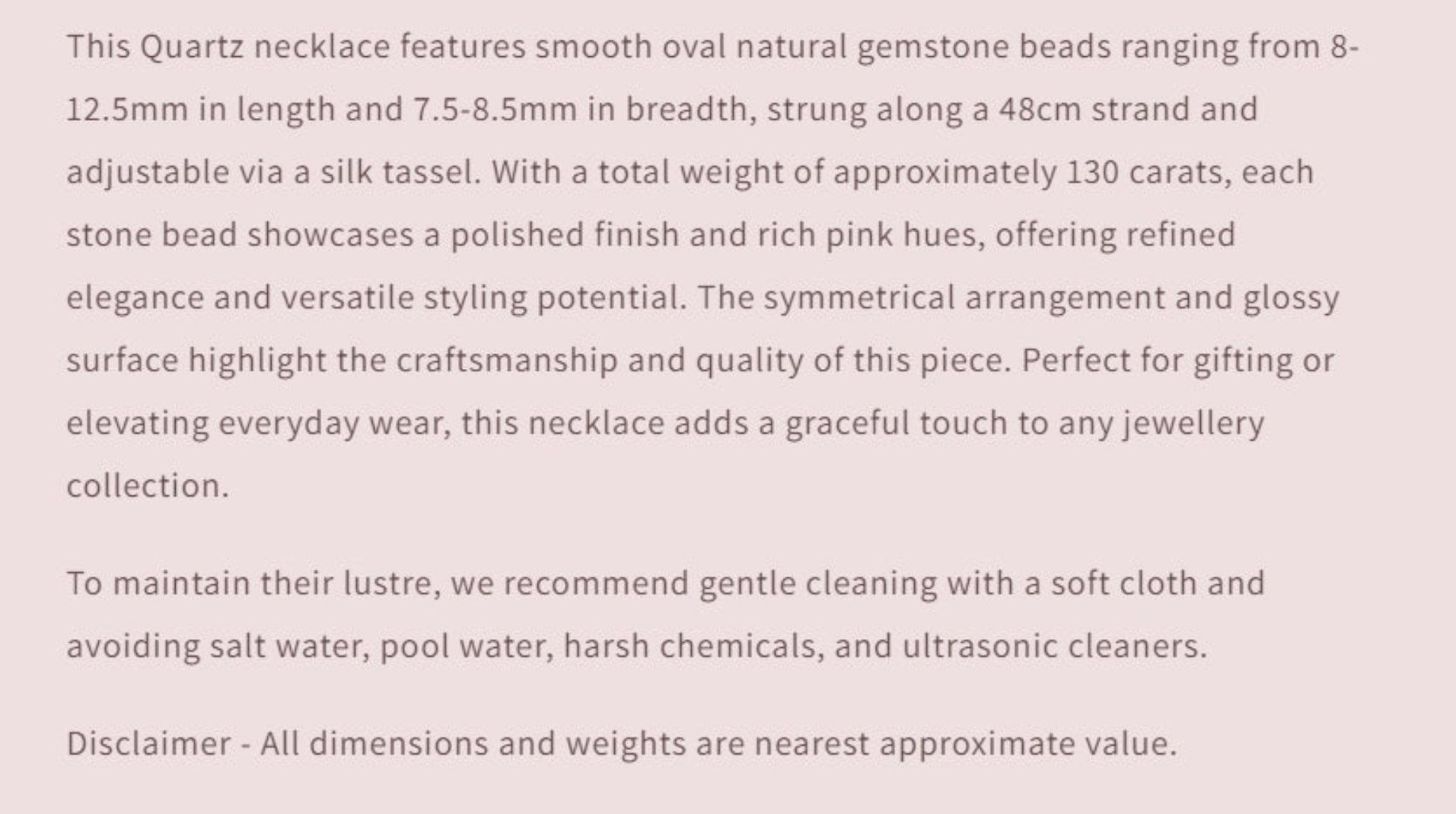 Text describing the product details of the gemstone beads , as seen on the Australian owned and trusted bead supplier, Melbourne Gemstone Beads.