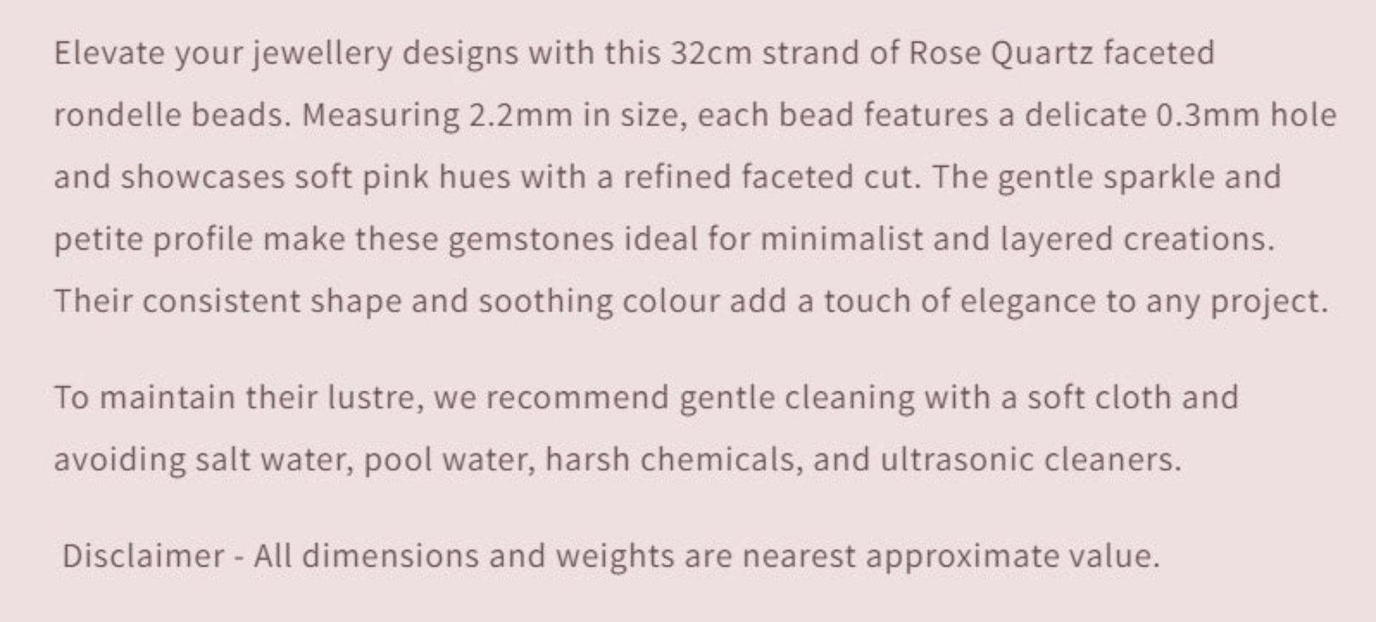 Text describing the product details of the gemstone beads , as seen on the Australian owned Melbourne Gemstone Beads shop.