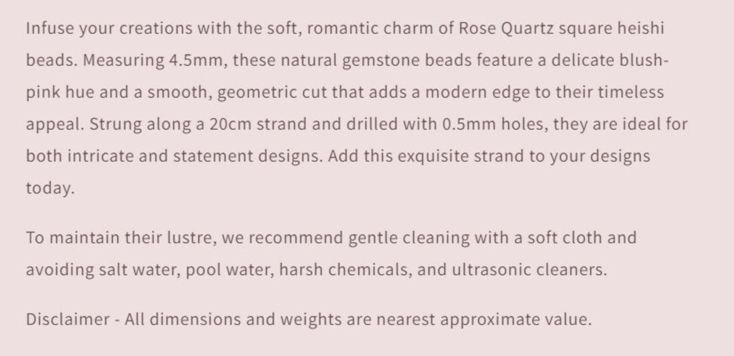Text describing the product details of the gemstone beads , as seen on the Australian owned and trusted bead supplier, Melbourne Gemstone Beads.