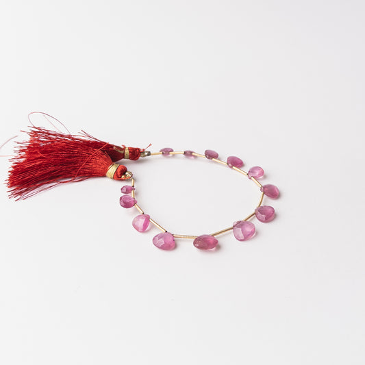 Authentic Ruby stone beads featuring elegant faceted briolette cuts for luxury handmade jewellery designs.