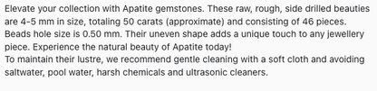 Apatite | Raw Rough | Side Drilled | 4-5 mm Bead Size | 50 Carats | 46 Pieces
