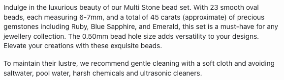 Multi Stone | Smooth Oval Beads | Ruby | Blue Sapphire | Emerald | 6-7mm Bead Size | 23 Pieces | 45 Carats