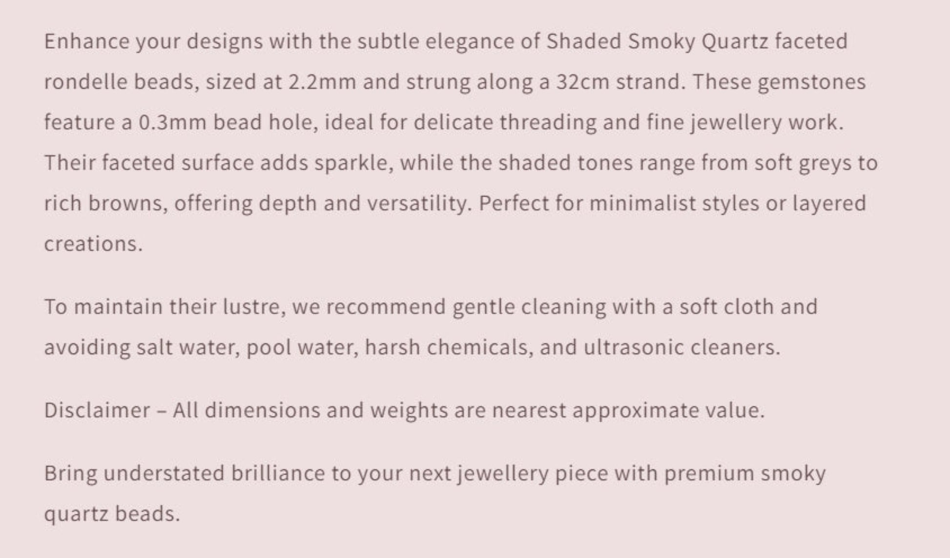 Text describing the product details of the gemstone beads , as seen on the Australian owned Melbourne Gemstone Beads shop.
