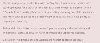 Text describing the product details of the gemstone beads , as seen on the Australian owned and trusted bead supplier, Melbourne Gemstone Beads.