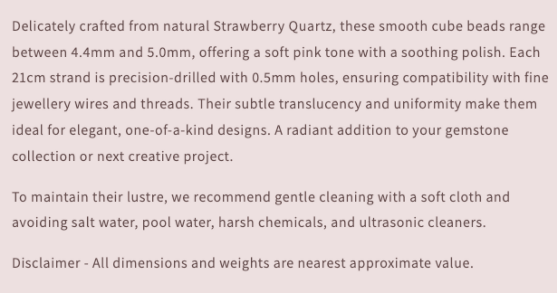 Text describing the product details of the gemstone beads , as seen on the Australian owned Melbourne Gemstone Beads shop.
