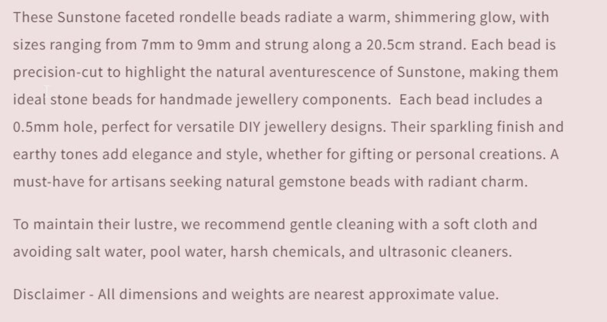 Text describing the product details of the gemstone beads , as seen on the Australian owned and trusted bead supplier, Melbourne Gemstone Beads.