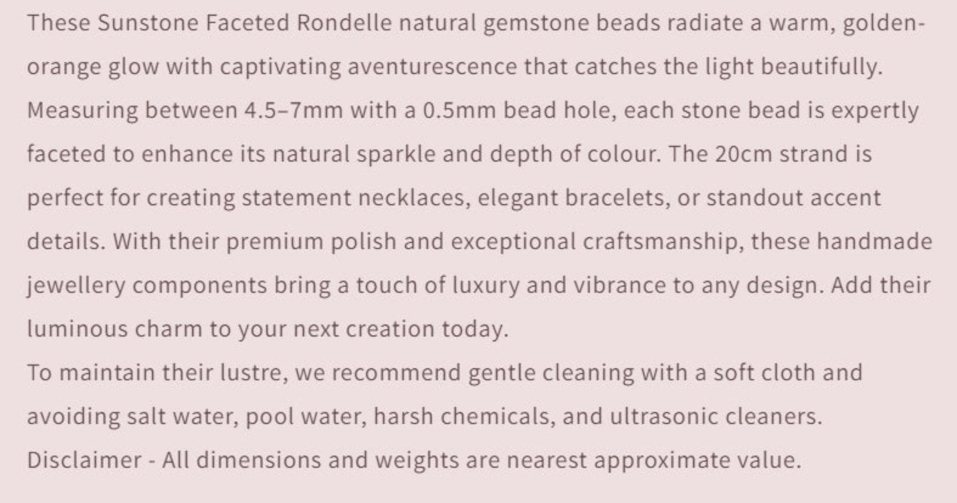 Text describing the product details of the gemstone beads , as seen on the Australian owned and trusted bead supplier, Melbourne Gemstone Beads.