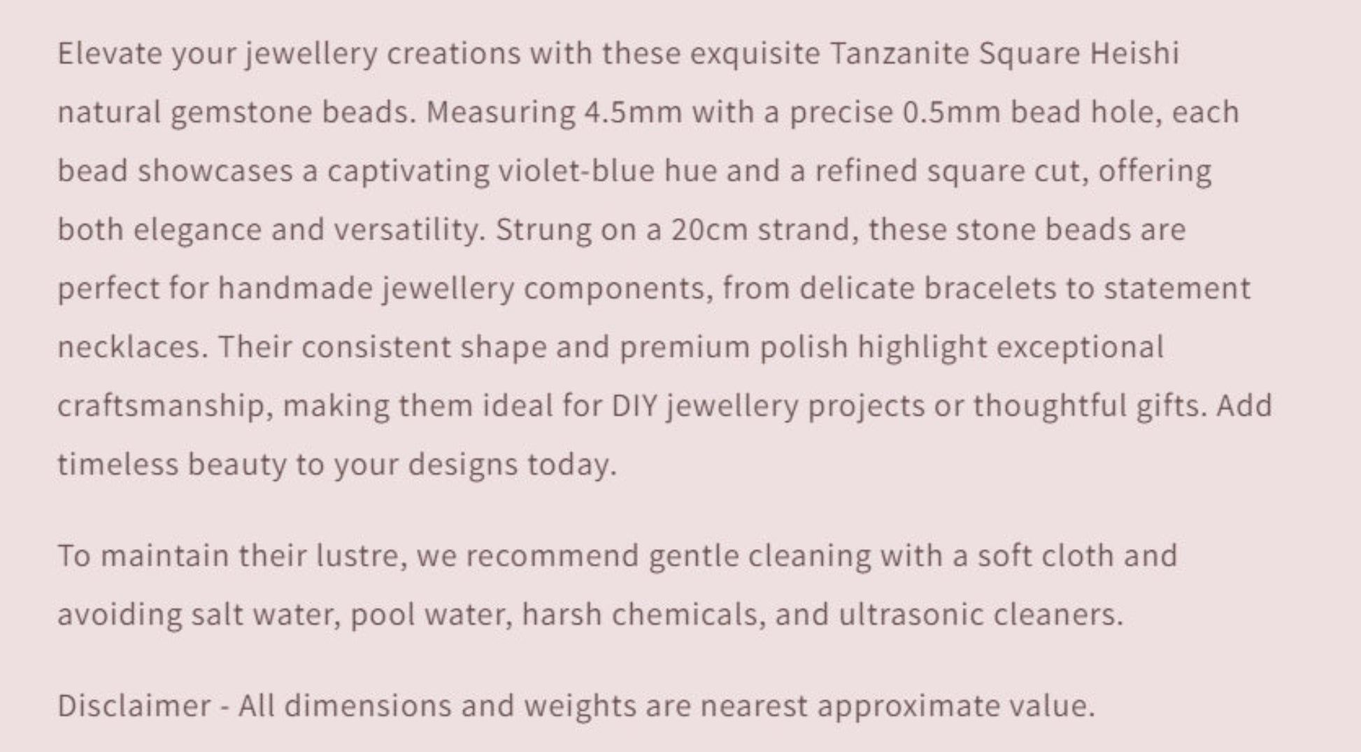 Text describing the product details of the gemstone beads , as seen on the Australian owned and trusted bead supplier, Melbourne Gemstone Beads.
