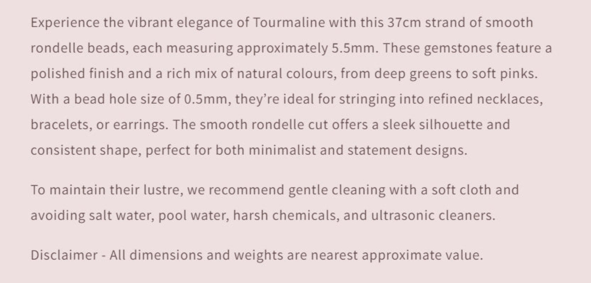 Text describing the product details of the gemstone beads , as seen on the Australian owned Melbourne Gemstone Beads shop