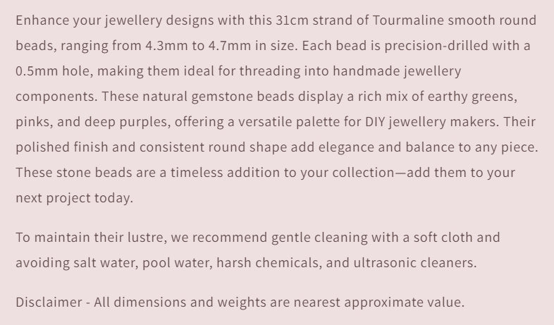 Text describing the product details of the gemstone beads , as seen on the Australian owned and trusted bead supplier, Melbourne Gemstone Beads.