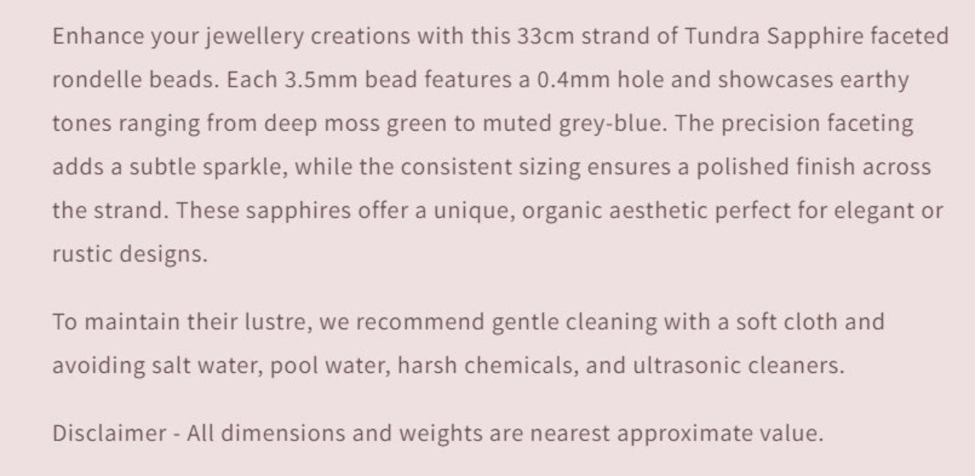 Text describing the product details of the gemstone beads , as seen on the Australian owned Melbourne Gemstone Beads shop.