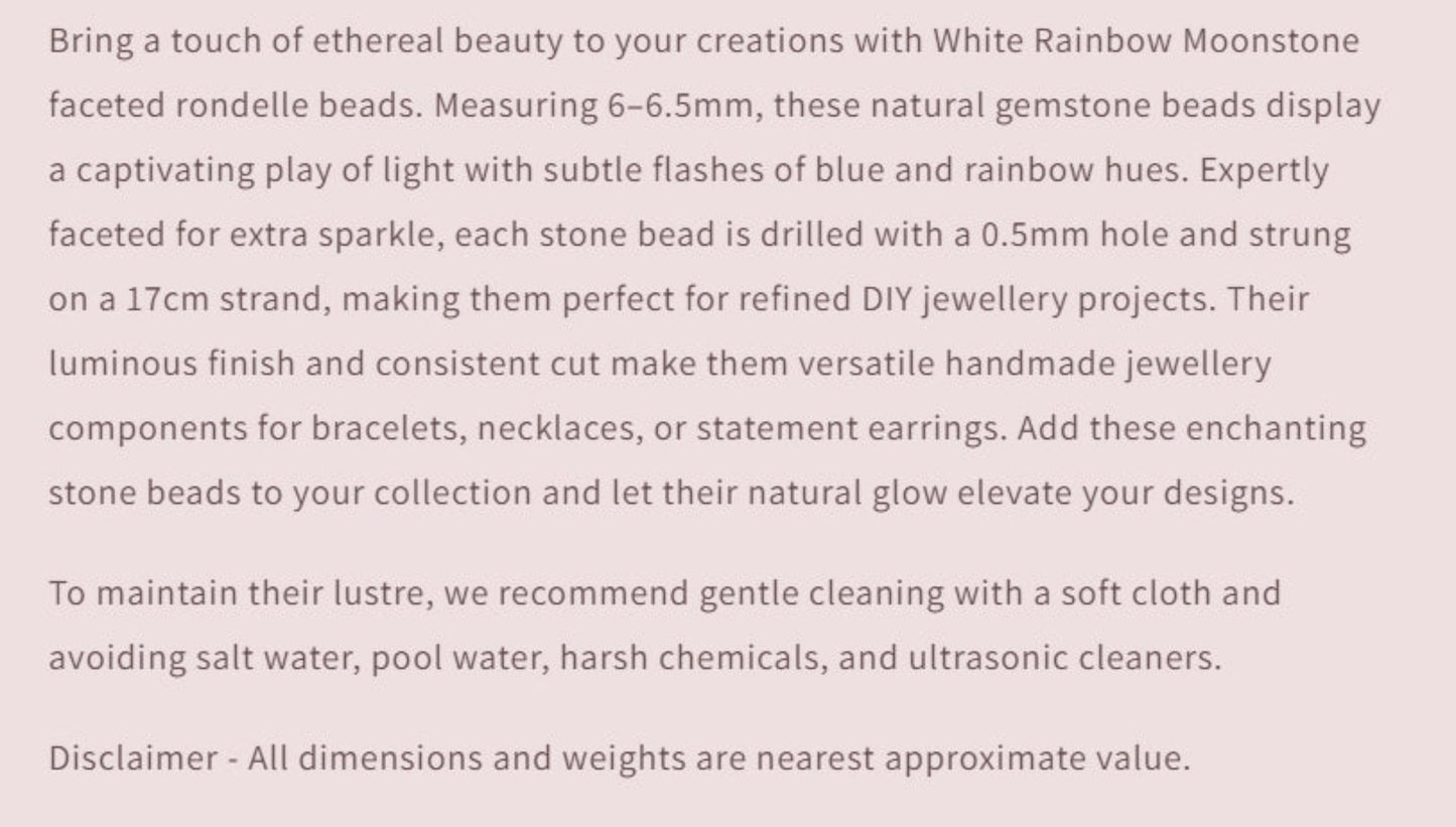Text describing the product details of the gemstone beads , as seen on the Australian owned and trusted bead supplier, Melbourne Gemstone Beads.