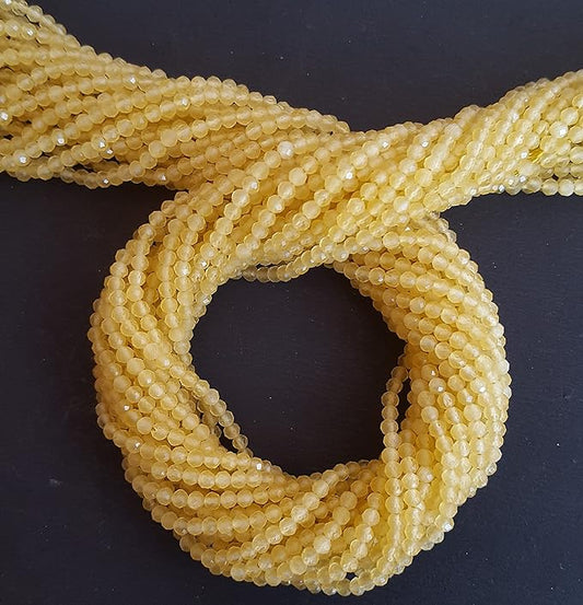 Elegant strand adorned with 2.5mm faceted Chalcedony stones, showcasing a rich yellow colour.